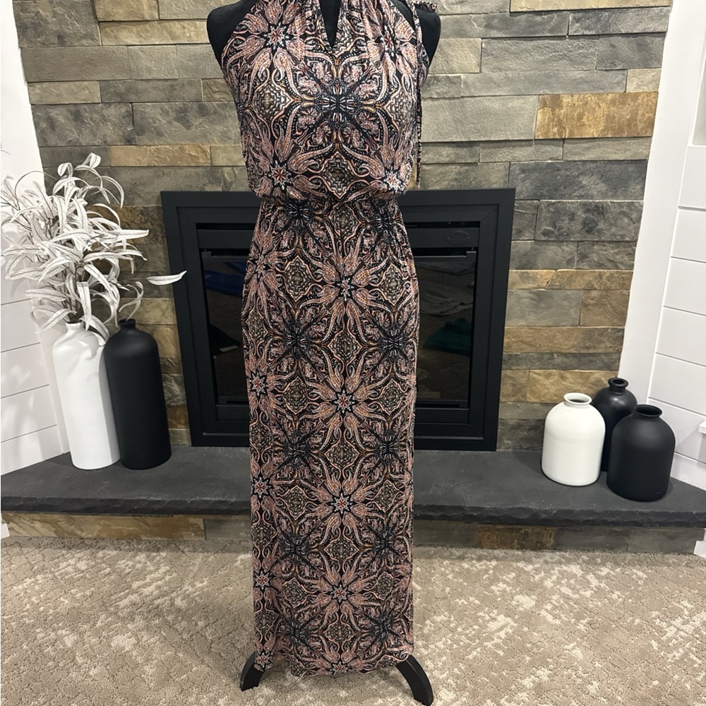 Lascana Chic Black and Pink Maxi Dress